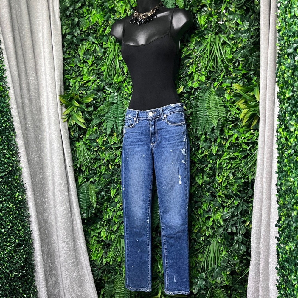 Paige Jeans Size 24 Paint Splatter Distressed Jacqueline Straight‎ Leg 3646